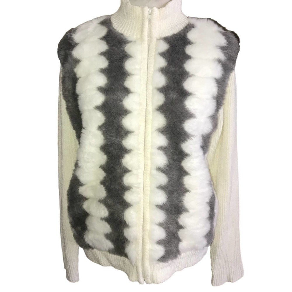 VICTORIA HARBOUR CREAM GRAY FULL ZIP CLOSE JACKET MEDIUM